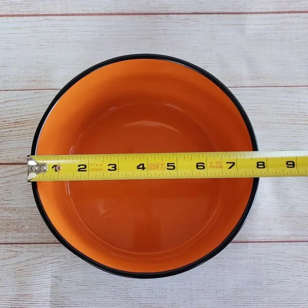Rae Dunn Black and Orange Large Dog Bowl - Beware of Me!